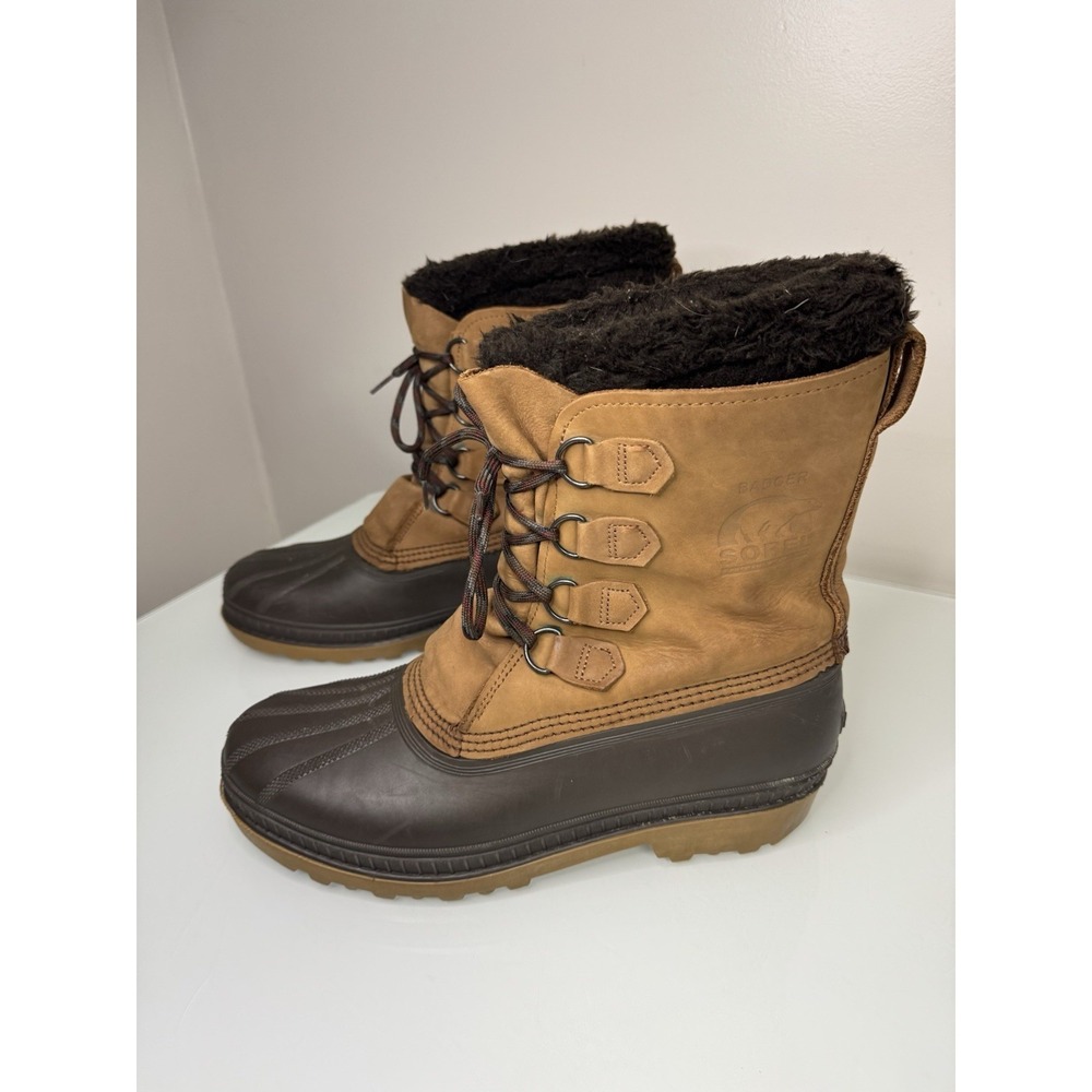 Mens Sorel Badger Snow Duck Boots Size 12 Insulated Lace Up